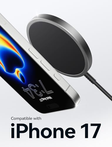 JSAUX Magnetic Wireless Charger Compatible with MagSafe Charger/iPhone 16/16 Pro/16 Plus/16 Pro Max/iPhone 15 Pro Max Plus/iPhone 14 13 12 Series, Wireless Mag Safe Charging Pad, Mag Charger (Black) | For 15W MagSafe iPhone 17 Air Pro Max/16/15/14/13/12 S