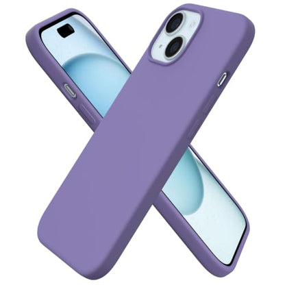ORNARTO Compatible with iPhone 15 Case 6.1, Slim Liquid Silicone 3 Layers Full Covered Soft Gel Rubber Phone Case, Anti-Scratch Shockproof Protective Cover 6.1 Inch, Amethyst - color: Amethyst