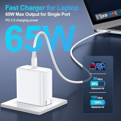 Samsung 65W Super Fast Charger Foldable Wall Charger USB C Plug for Samsung - color: White