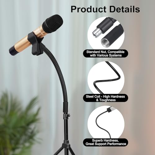 12-Inch Flexible Gooseneck Tubing, 3/8"-16 Male to Male Thread Universal Arm Gooseneck Extension Holder for Microphone, Tripod Phone, Camera, LED Video Lights 2 Pack - color: 2 Pack, size: 12 Inch