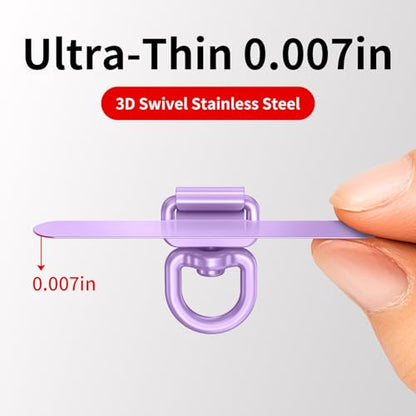 saxsion Phone Tether Tab & Lanyard Tab, 360° Swivel Clip - Ultra Thin Stainless Steel Universal Patch for All Phone Cases - color: Lilac*2