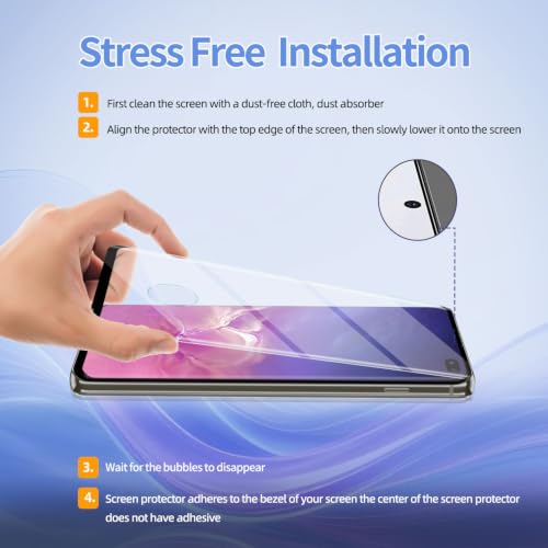 3 Pack Curved Tempered Glass Screen Protector Applicable for Samsung Galaxy S10plus 6.4-Inch, Support Fingerprint ID Friendly Tempered Glass Screen Protective, HD Clear Scratch Resistant Suitable - color: S10PLUS