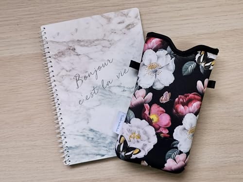 Tainada Neoprene Neck Phone Pouch Case with Crossbody Strap (Black Floral) | For Women; Lightweight small cellphone bag; Compatible with iPhone 17/16 Pro Max, 16e, 16/15 Plus; Samsung S26/S25, A57/A56 - color: Black Floral