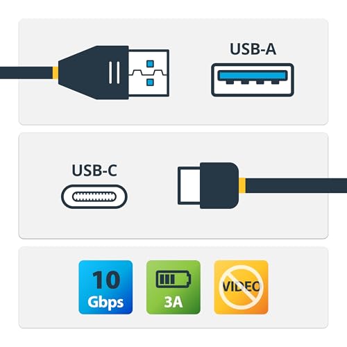 StarTech 3ft/1m USB-A to USB-C Cable, USB 10Gbps, 3A, Charge and Sync - size: 3 ft / 1m, style: USB 3.1 - C to A