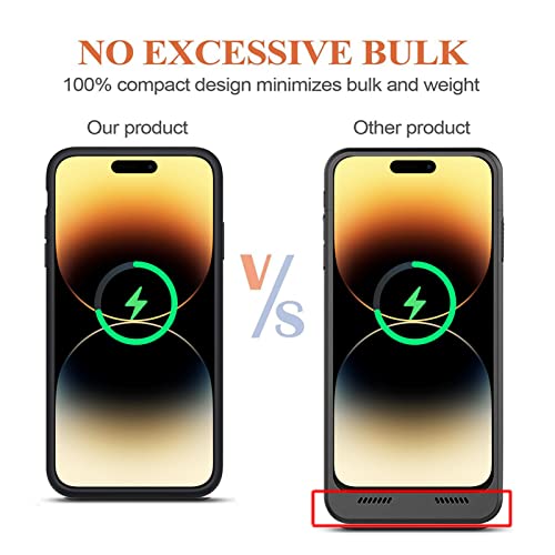 Battery Case for iPhone 14 Pro Max,12000mAh Portable Protective Charging Case with Wireless Charging Compatible for iPhone 14 Pro Max (6.7 inch) Extended Battery Pack Charger Case with Carplay (Black) - size: iPhone 14 Pro Max