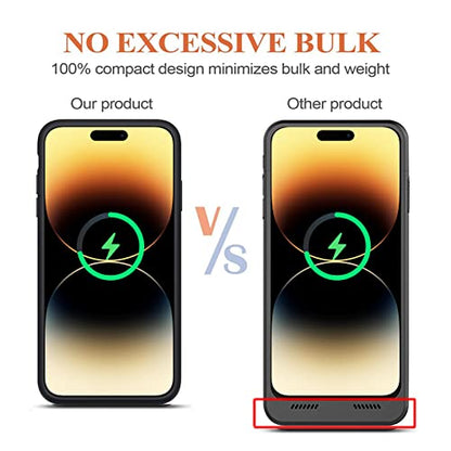Battery Case for iPhone 14 Pro Max,12000mAh Portable Protective Charging Case with Wireless Charging Compatible for iPhone 14 Pro Max (6.7 inch) Extended Battery Pack Charger Case with Carplay (Black) - size: iPhone 14 Pro Max