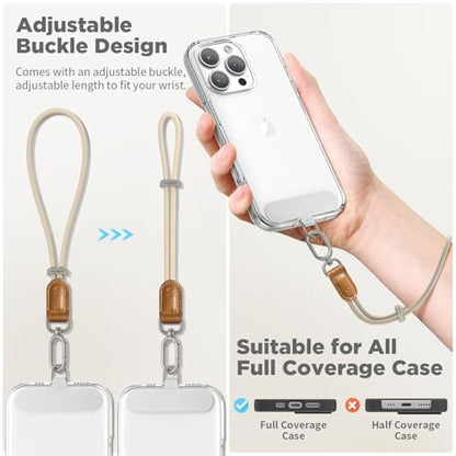 SURPHY Phone Wrist Strap, Keychain Wristlet, Phone Lanyard with Tether Tab - color: Starlight & Brown