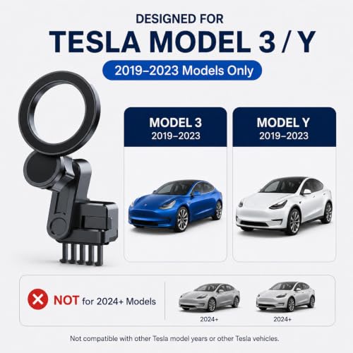 Tesla Phone Holder Model Y for magsafe, Magnetic Phone Mount for Model 3 (2017-2024) & Model Y (2020-2024), Compatible with iPhone 17 16 15 14 13 12 Series