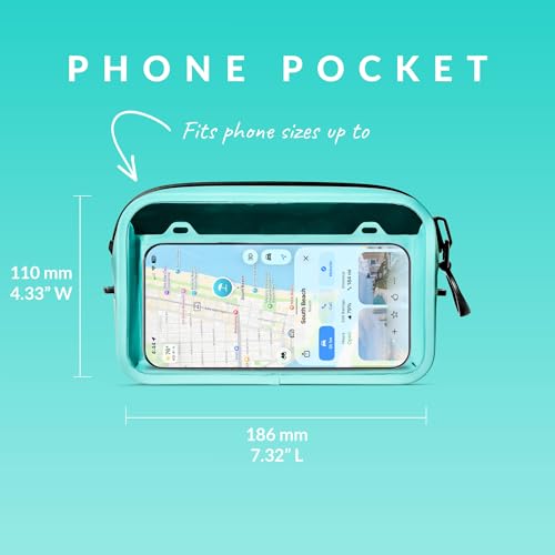 Booe Waterproof Belt Bag - Waterproof Fanny Pack - Caribbean Blue | 100% Waterproof Bag, IP67 Submersible, Airtight TRU Zip, Floats, Fits All Phones, Touchscreen-Friendly, Crossbody/Waist Pack - color: Caribbean Blue