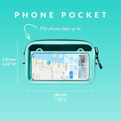 Booe Waterproof Belt Bag - Waterproof Fanny Pack - Caribbean Blue | 100% Waterproof Bag, IP67 Submersible, Airtight TRU Zip, Floats, Fits All Phones, Touchscreen-Friendly, Crossbody/Waist Pack - color: Caribbean Blue
