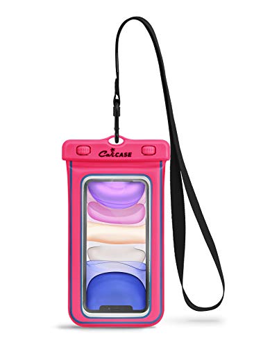 CaliCase Premium Universal Waterproof Floating Phone Pouch - IPX8 Waterproof Floating Phone Case with Lanyard for iPhone and Android - Pink Glow in the Dark