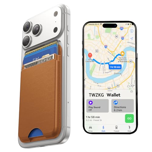 TWZKG for MagSafe Wallet, Works with Apple Find My,5 Card Holder, Slim Magnetic Phone Wallet for iPhone 17/16/15/14/13/12 Pro Max Plus Air, RFID Blocking Vegan Leather,Brown - color: Findmy Brown