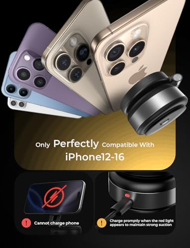 LISEN for iPhone 18 Pro Max Electric Suction Cup Phone Mount, Vacuum Electric Suction Cup Phone Mount, for MagSafe Magnetic Suction Mount for iPhone Duo 18 17 16/15/14/13/12 Pro Max, Black Kits - color: black