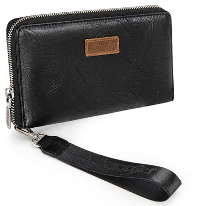 Wrangler Womens Wallet Wristlet Wallets for Women Large Capacity Women's Wallets Black Wallet Credit Card Holder for Women Men - color: A-Black