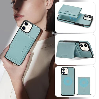 for iPhone 12 Wallet Case, 2-in-1 Detachable Phone Case, Card Holder RFID Blocking, Fashionable Faux Leather Card Slot & Folding Design (Blue 6.1'') - color: Blue, size: iPhone 12/12pro