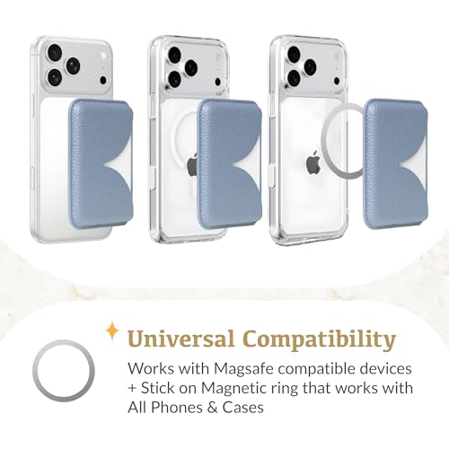 Luner - Eco Leather Magnetic Side-Access Card Wallet Compatible with Magsafe - [for iPhone 16, 15, 14, 13, 12 series] - [Holds 2 cards] - Frost Blue - color: Frost Blue, style: Side-access