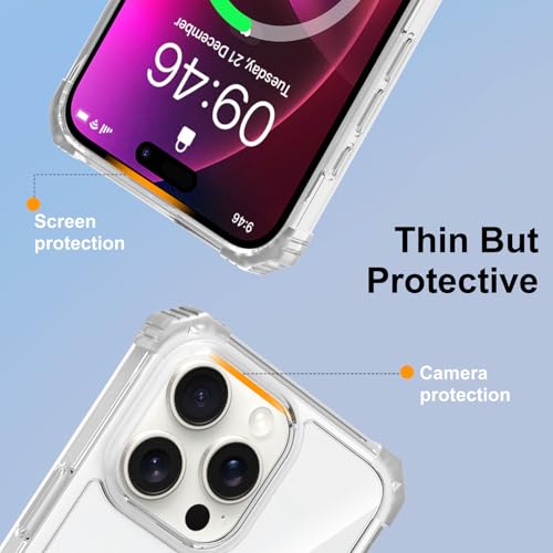 Clear Case for iPhone 16 Pro with Magnetic 360 Rotatable Ring Stand | Military Grade Heavy Duty Cover with 360 Rotatable Ring Kickstand -260417 - color: Clear, size: iPhone 16 Pro