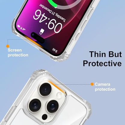 Clear Case for iPhone 16 Pro with Magnetic 360 Rotatable Ring Stand | Military Grade Heavy Duty Cover with 360 Rotatable Ring Kickstand -260417 - color: Clear, size: iPhone 16 Pro