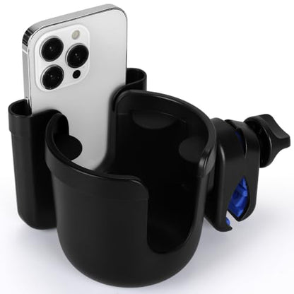 Accmor Wheelchair Cup Holder with Phone Holder, ﻿Universal 360° Rotatable Walker Cup Holder Rollator Scooter Accessory - color: Black