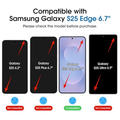 amFilm OneTouch for Samsung Galaxy S25 Edge Screen Protector Tempered Glass - size: S25E-6.7"