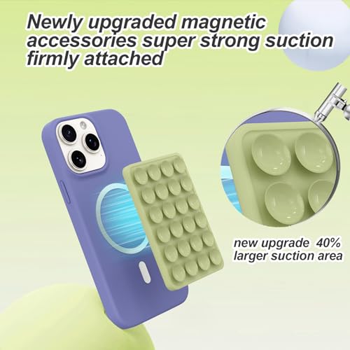 Magnetic Suction Phone Mount for MagSafe Case,Silicone Sticky (Green) - color: Green
