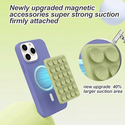 Magnetic Suction Phone Mount for MagSafe Case,Silicone Sticky (Green) - color: Green