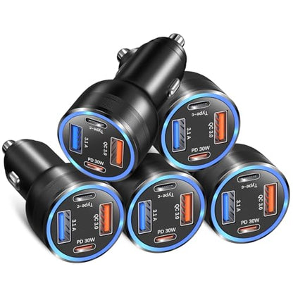 Car Charger 5 Pack, Bangfun 65W Multi Port 12V USB C & USB A Car Charger - color: Black, size: 5-Pack