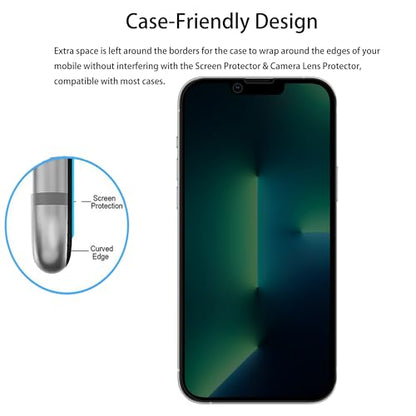 [2-2 Pack Privacy Screen Protector Designed For iPhone13 Pro Max Anti Spy Private Tempered Glass Film 2-Pack Camera Lens Protector Film 2-Pack