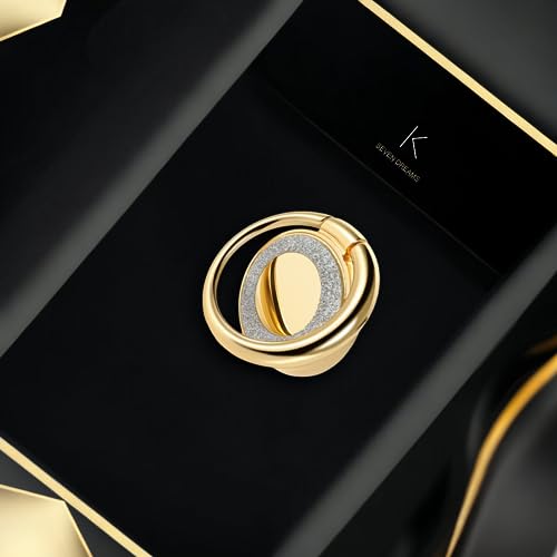 Cell Phone Ring Holder Finger Kickstand Turns 360° Degrees & 180° Degrees Adjustable to Fit Your Needs Helps Stabilize Phone for Selfies iPhone Stand Phone Grip Circle Bling 52014 (Gold) - color: Gold