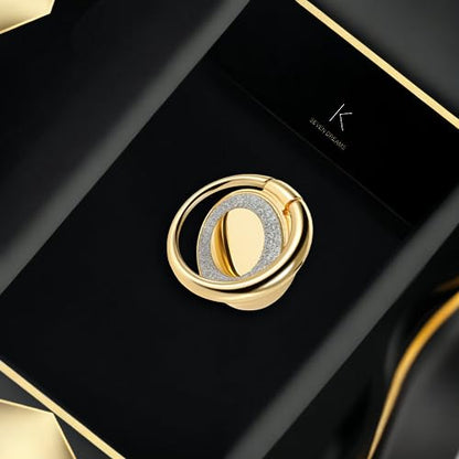 Cell Phone Ring Holder Finger Kickstand Turns 360° Degrees & 180° Degrees Adjustable to Fit Your Needs Helps Stabilize Phone for Selfies iPhone Stand Phone Grip Circle Bling 52014 (Gold) - color: Gold
