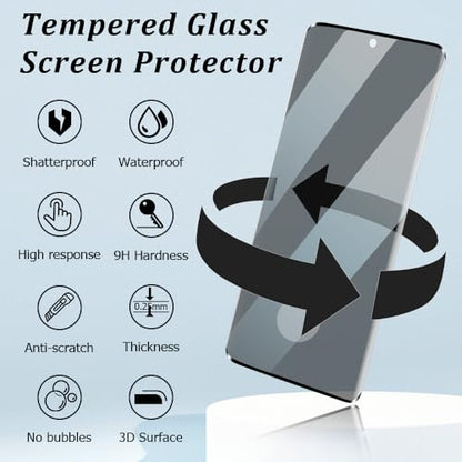 2 Pack Galaxy S21 Ultra Privacy Screen Protector and 2 Pack Camera Lens Protector, 9H Hardness Anti-Spy Tempered Glass, Fingerprint Compatible, 3D Full Coverage, Bubble Free, Anti Scratch (6.8 Inch)