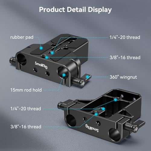SMALLRIG Camera Baseplate with 15mm LWS Rod Rail Clamp - style: Base Plate