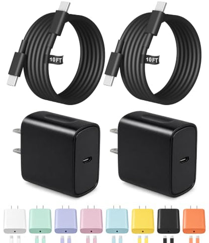 10FT iPhone 17 16 15 Charger Fast Charging USB C Charger Block - color: Black, size: 10FT