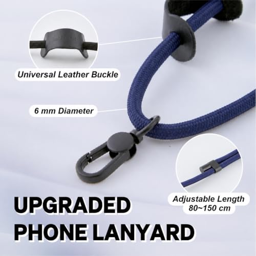 Phone Lanyard Crossbody, Anti Theft Phone Strap with 2 Tether Tabs - color: Navy/Black