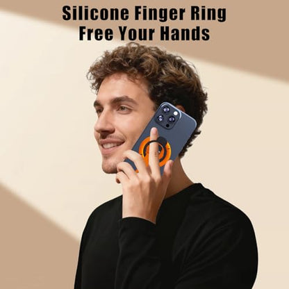 3-in-1 Magnetic Phone Grip Stand with 360° Roration Angle Adjustment, Silicone Finger Ring & Fidget Toy Design, Gym Dual-Sided Magnetic Phone Kickstand for All Phones - color: Orange