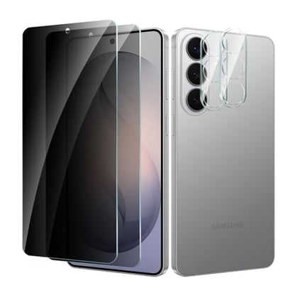 2+2 Pack for Samsung Galaxy S26+/S26 Plus Privacy Screen Protector with Camera Lens Protector, Anti Spy Tempered Glass Protection Film 9H Hardness, Scratch Resistant, Case Friendly