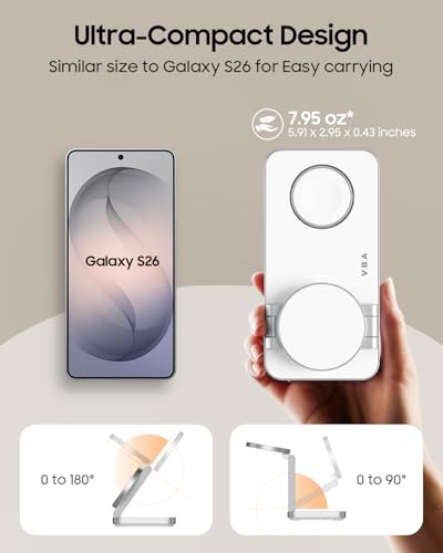 3 in 1 Magnetic Wireless Charger for Samsung Galaxy, Foldable Fast Charging Station for MagSafe Samsung Galaxy S26 Ultra S25 S24 Z Fold Flip 8 Watch 8 7 Buds 4 3 Pro,Not for Samsung Watch 9/Ultra 2 - color: White