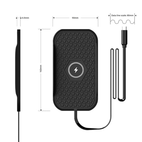 Wireless Car Charger,Fast Wireless No-Slip Charging Pad for car Cell Phone Cordless Charger mat Samsung Galaxy S24/S23/S22/S21, Android Phones, iPhone 16/15/14/13/12 Series,Airpod (Black)