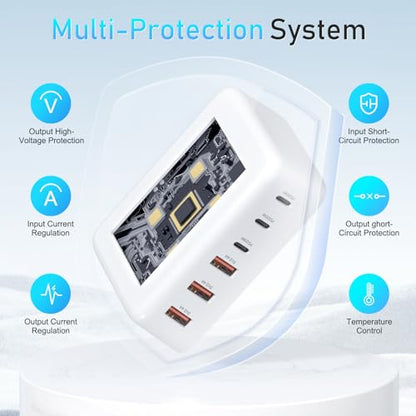 100W GaN USB C Fast Charger Compact 6 Port Charging Station