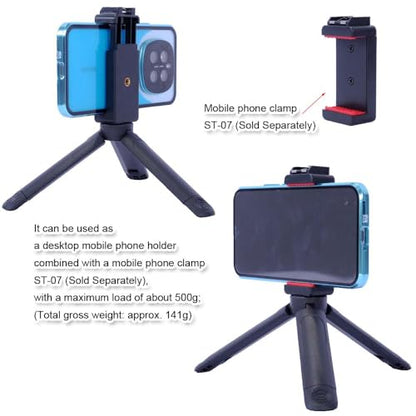 Mini Portable Tripod Holder Bracket Support with 1/4 Screw Head MT-14-1 Compatible with Micro SLR Camera and Smart Mobile Phone Clamp ST-07 / ST-06S