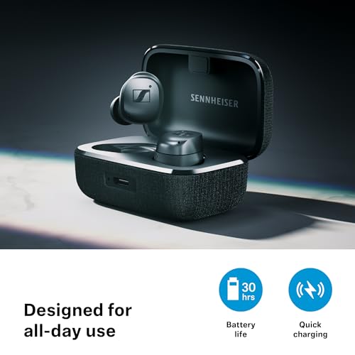 Sennheiser Momentum True Wireless 4 Smart Earbuds, Bluetooth 5.4, Crystal-Clear Sound, Noise Cancelling Earbuds, Comfortable Design, 30-Hour Battery, Adaptive ANC, LE Audio, Auracast – Black Graphite - color: Black Graphite