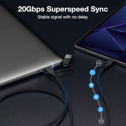 240W USB C Cable 6.6FT, 20Gbps USB C 3.2 Gen 2 Cable, USB to USB C Cable - color: Black, size: 6.6ft