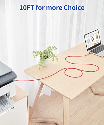 JSAUX USB B to USB C Cable 10ft, Printer Cable USB C for MIDI Keyboard - color: Red, size: 10 ft