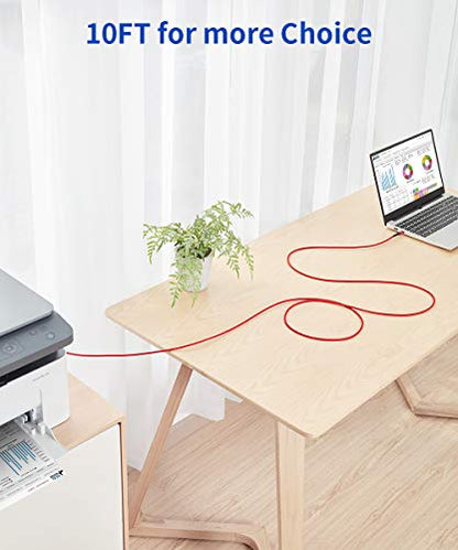 JSAUX USB B to USB C Cable 10ft, Printer Cable USB C for MIDI Keyboard - color: Red, size: 10 ft