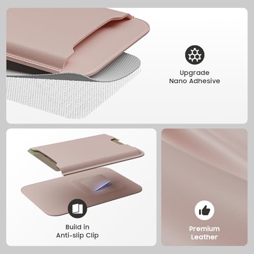 Musotica 2 Packs Phone Card Holder, Leather Phone Wallet Stick on, Stronger Nano Adhesive Credit Card Holder for Back of Phone Case, With RFID Blocking, Fit 4 Cards for iPhone, Samsung, and Android - color: BabyPink