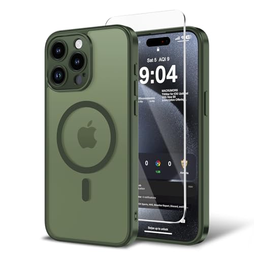 Magnetic Case for iPhone 13 Pro Max with Screen Protector, [Compatible with Magsafe] Ultra Slim Translucent Matte Shockproof Protection Phone Cover-Sage Green - color: Sage Green, size: iPhone 13 Pro Max