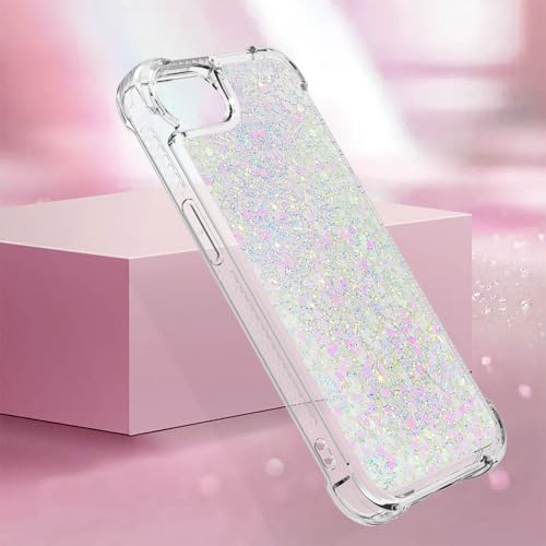Bling Glitter Case for Apple iPhone 16e.Liquid White | Soft TPU Sparkly Flowing Liquid Floating Clear Case for Women Girls Cover for Apple iPhone 16e - color: White