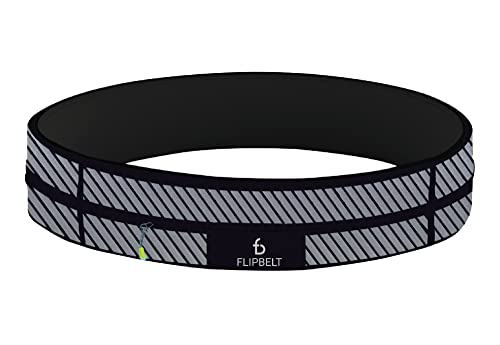 FlipBelt Zipper Running Belt, Waist Pack for Fitness and Running, US Company - color: Reflective Black, size: X-Small