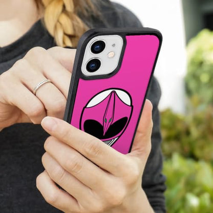 Power Rangers Pink Ranger Helmet Protective Slim Fit Hybrid Rubber Bumper - color: iPhone 12 | 12 Pro (Fits 6.1 Inch Display)