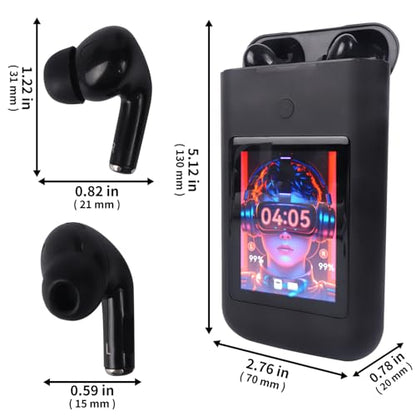 Wireless Earbuds Bluetooth 5.3 Headphones,Long Playtime Ear Buds with Mic Waterproof in Ear Earphones Charging Case with Multi Functions LED Full Color Touch Screen for Android iOS Phones Sport,black - color: Black